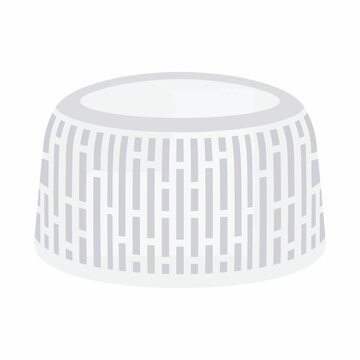 Traditional Islamic white peci or kopiah headwear with modern decorative linear pattern
