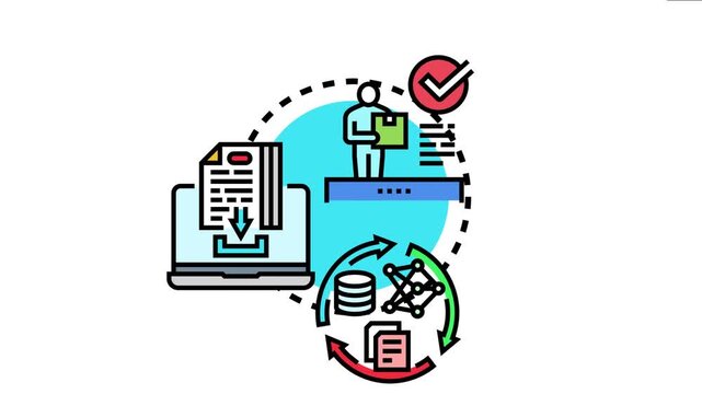 Microlearning content delivery process involving a user receiving online educational material, data storage, and the cyclical update of knowledge for continuous learning and skill development