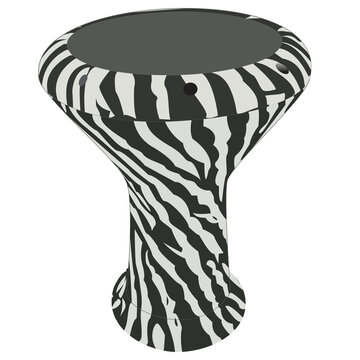 Traditional darbuka goblet drum with zebra pattern texture vector illustration isolated