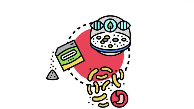 Scientists studying microbial detection and analyzing beneficial and harmful bacteria for human gut health, using a petri dish, dna, and digestive system representation
