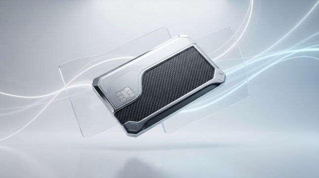 Modern luxury carbon fiber credit card with metallic frame