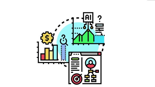 Business analytics system driving data driven decisions, utilizing smart artificial intelligence for strategic planning and achieving financial goals effectively