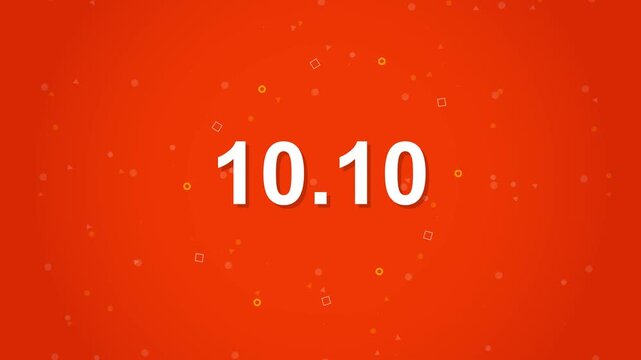 10.10 Sale Countdown with Confetti on Red Background