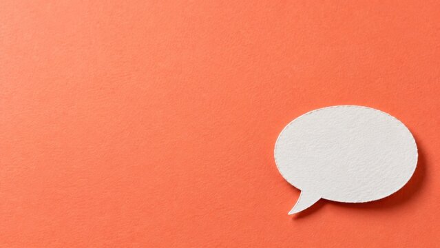 Blank Speech Bubble on Orange Background with Copy Space
