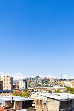 blue sky over Kentron district in Yerevan city