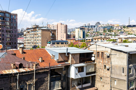 skyline with residential houses of Yerevan city