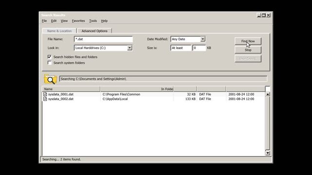 Data indexing and file system scanning animation in digital interface