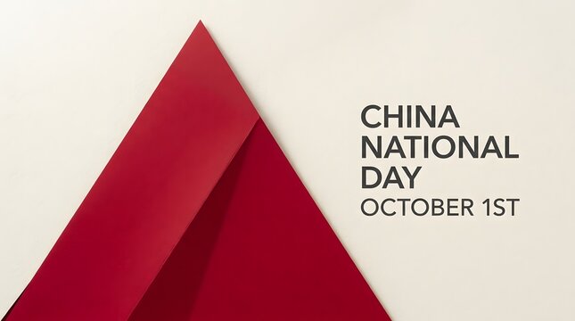 Bright red triangle shape graphic element positioned against a clean off white background for China national day celebration design concepts