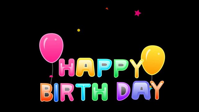 Colorful 3D balloon text Happy Birthday animation