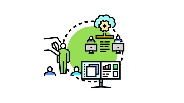 Diagram the merging cells concept, uniting human resources, data analysis, and cloud technology to optimize collaboration and process efficiency within a business environment
