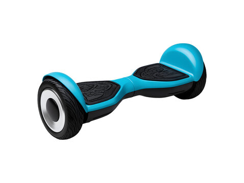 Blue hoverboard isolated on transparent or white background, png
