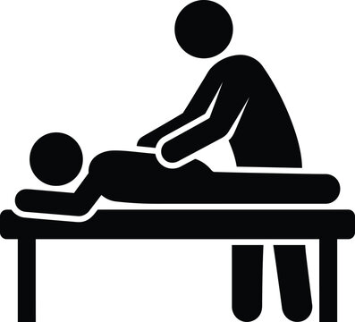 Stick figure illustration of a person receiving a back massage on a table
