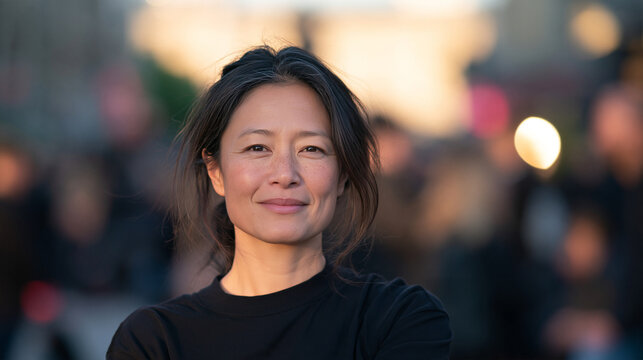 Portrait of Confident Mature Asian Woman Outdoors