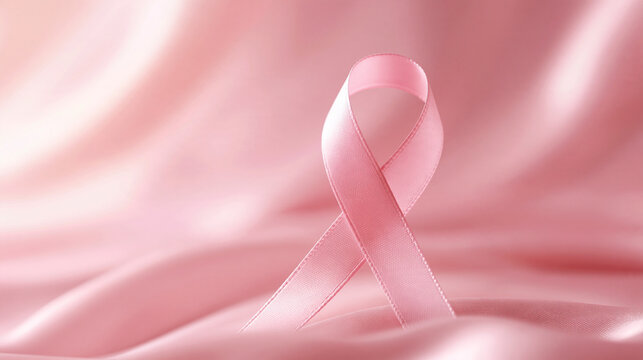Pink Ribbon on Soft Silk for Breast Cancer Awareness