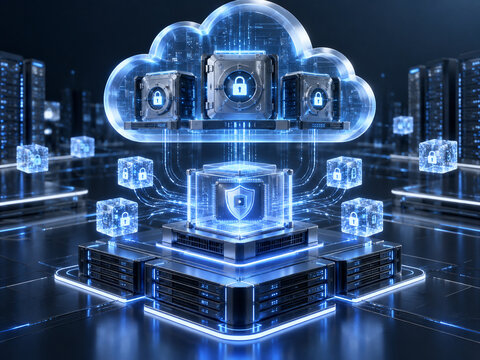 Secure cloud data protection with encrypted storage and servers