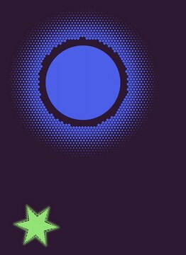 Blue circle icon with pixelated border effect