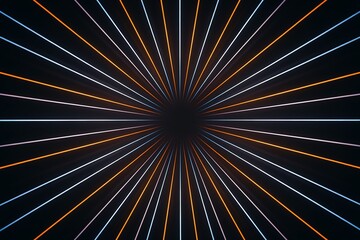 Obraz premium Glowing orange blue lines radiating from dark center high resolution picture