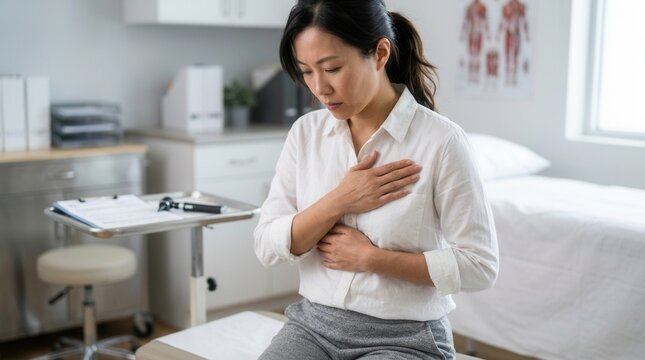 Woman Experiencing Discomfort During Medical Examination