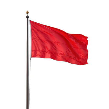 A vibrant red flag waving in the wind on a clear day