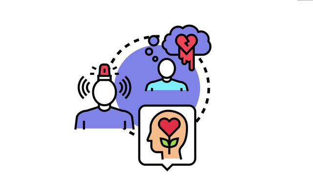 Mental health depicting a person experiencing emotional struggle with a broken heart. While another individual offers support and promotes self care