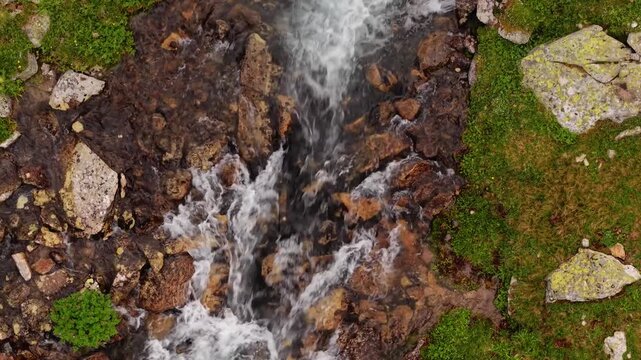 Mountain Stream Flowing Over Rocky Bed