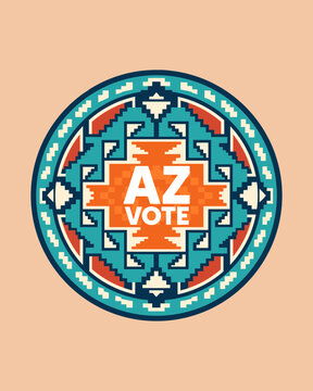 Arizona Indigenous Vote Civic Badge with Geometric Pattern