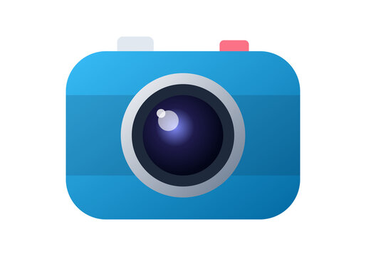 Blue Digital Camera Vector Icon - Photography Graphic Clip Art PNG