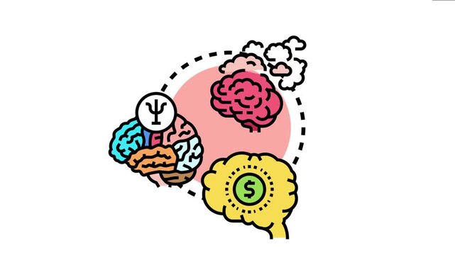 Brain activity concept of mental calculation, financial processing, cognitive function, and psychological thought, visualizing human intelligence and problem solving