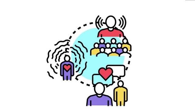 People engaging in communication and relationships showing different emotional impacts, social influence, psychological states, and interpersonal dynamics within a community or group