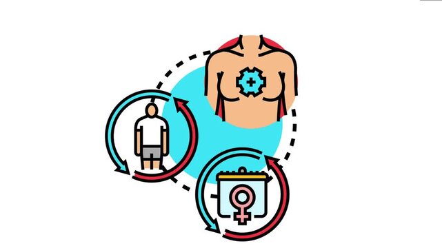Woman experiencing hormonal changes during menopause, the biological process and health factors with a cyclical representation of the female body and calendar