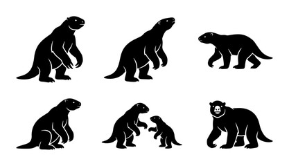 Dinosaur Silhouettes, Prehistoric Creature Vector Icons, Ancient Reptile Illustrations, Jurassic Animal Graphics © Sahil