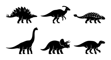 Dinosaur Silhouettes Collection: Prehistoric Reptiles, Ancient Creatures, Jurassic Icons, Vector Set © Sahil