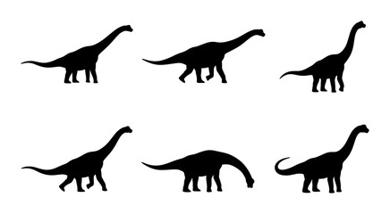 Dinosaur Silhouettes: Brontosaurus, Sauropod, Prehistoric Creature Icons, Vector Art © Jamil