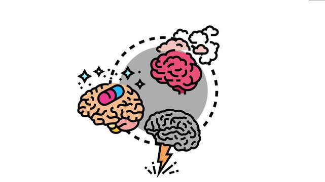 Brains visualizing complex mental processes, including memorizing facts, learning, cogitation, intelligence, and the cognitive function of the human mind