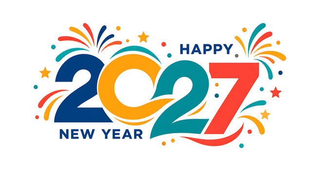 Happy colorful new year 2027 celebration vector , Happy New Year 2027, New Year 2027, Happy New Year, New Year, 2027 Typography, 2027