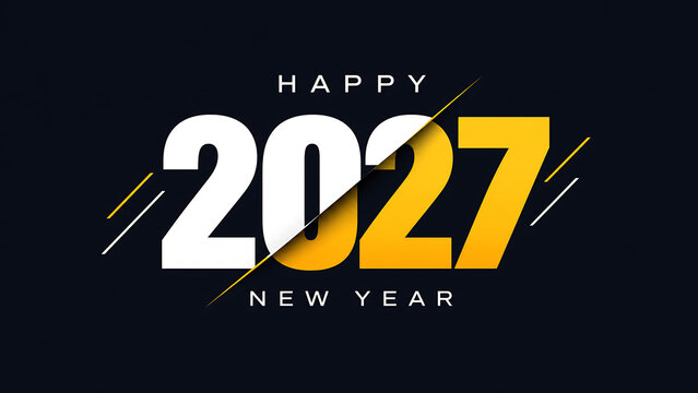 Modern 2027 futuristic digital new year celebration , Happy New Year 2027, New Year 2027, Happy New Year, New Year, 2027 Typography, 2027