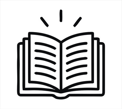 Open book with radiating lines representing knowledge and learning concepts
