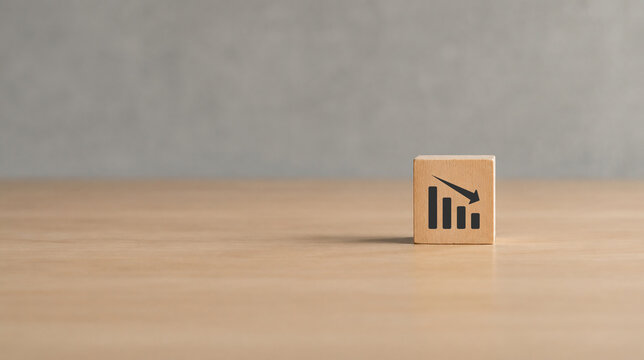 Lean manufacturing management. Cost reduction concept. Decreasing company expense cost to maximize profits. Wooden cube block with graph down icon .Business survival and improvement. 