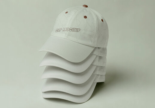 Stack of Baseball Caps Mockup