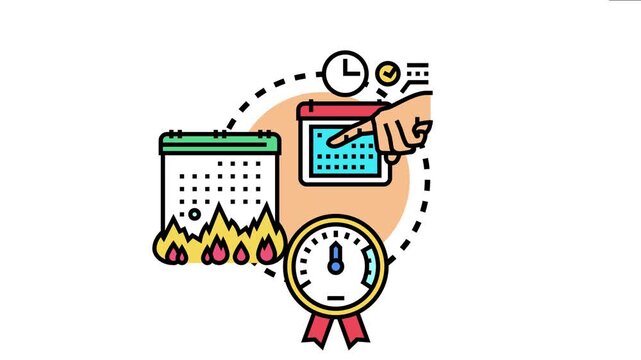 Project manager working with a calendar planning tasks while facing the urgency and stress of expiring deadlines, symbolizing time management challenges and business pressure