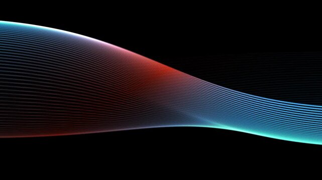Ethereal Red and Blue Glowing Line Wave Abstract Motion Background Loop