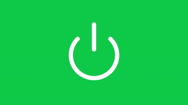 Power Button User Interface Symbol For Electronic Device Control On Green Screen Background