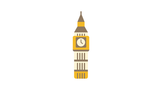 Big ben clock tower flat vector illustration on a white background