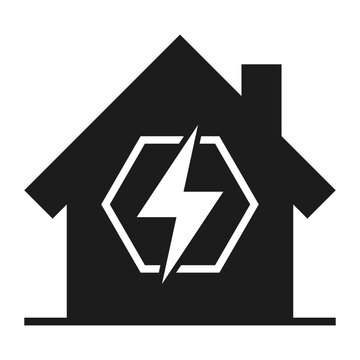 House Broken Hexagon Lightning Bolt Icon
