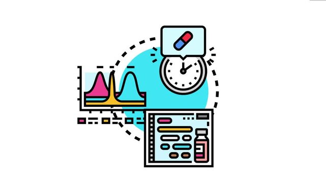 Medication schedule tracker concept art representing digital health management, organizing personal treatment plans, monitoring timed dosage with health data, and ensuring wellness