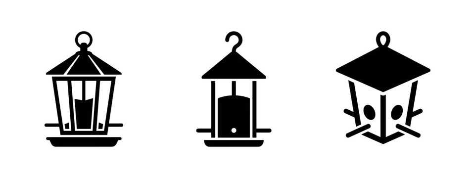 Lantern-style bird feeder icons, combining aesthetics with functionality for bird feeding in your garden.