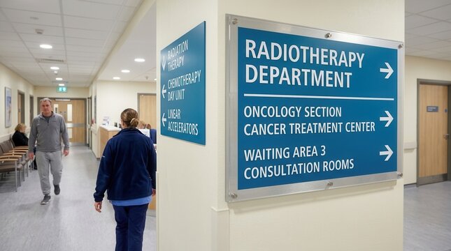Hospital Corridor With Radiotherapy Department Signage