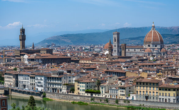 Panoramic view of Florence, Italy, looking over the historic city center
