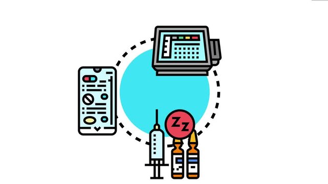 Medication checkout kiosk concept providing streamlined access to health goods, integrating a smartphone application for managing prescriptions and medical supplies like syringes and sleep aids