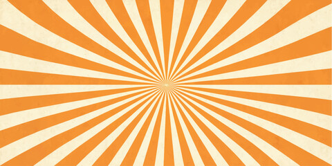Fototapeta premium Orange and cream sunburst background with symmetrical rays and dynamic retro abstract vintage design